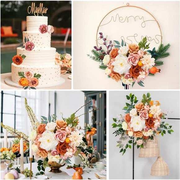 Artificial Flowers Combo Silk Mix Peony Rose Hydrangea Fake Flowers w/Stem - Picture 5 of 7